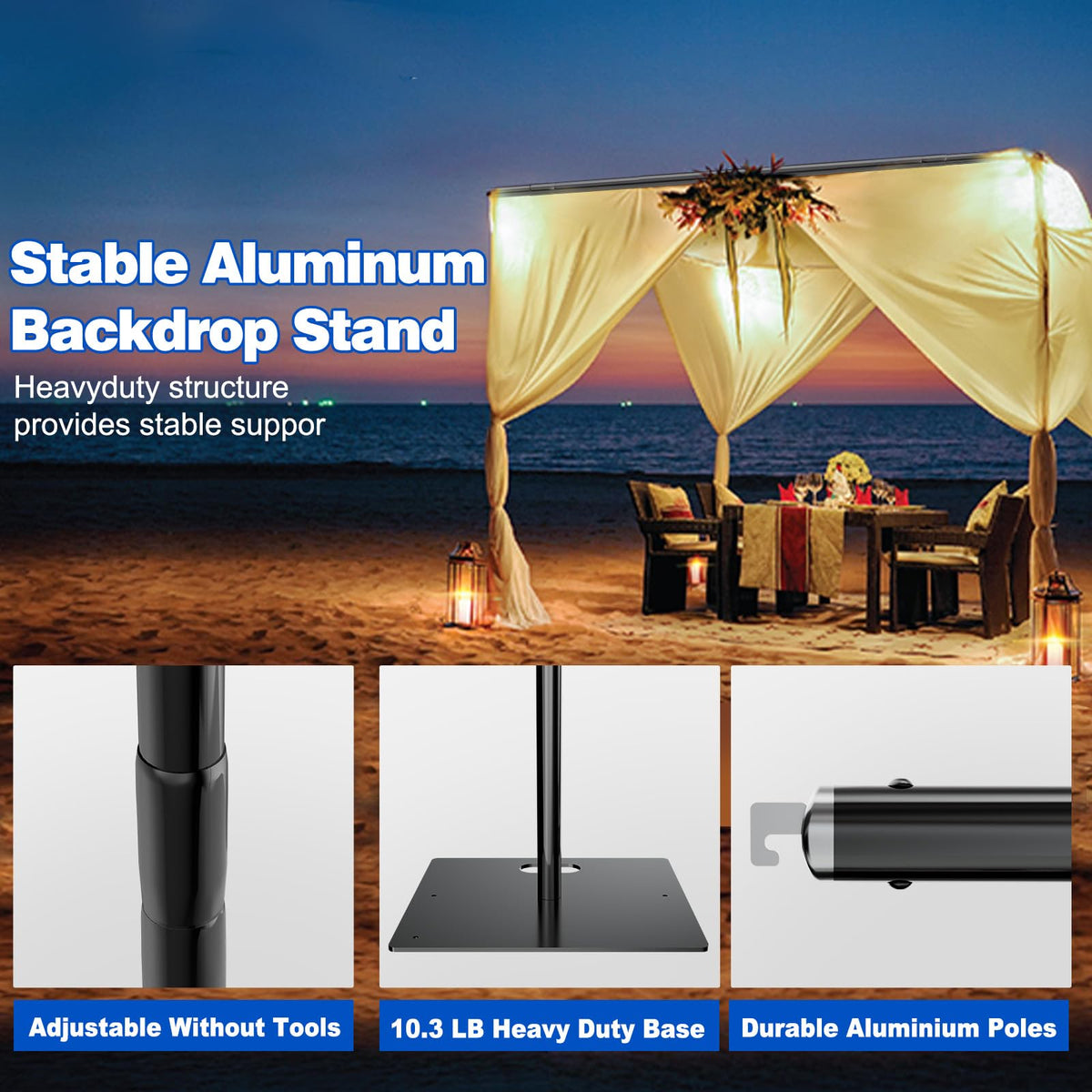 8ftx10ft Adjustable Heavy Duty Black Pipe and Drape Backdrop Stand X321417