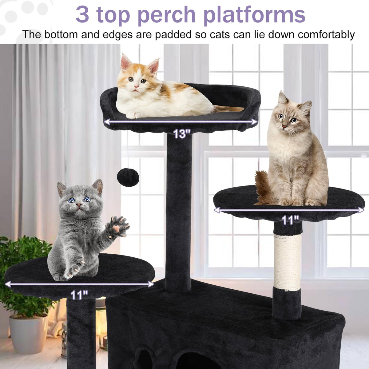 70 Inches Dark Gray Multi-Level Cat Tree with Litter Box Enclosure B5929