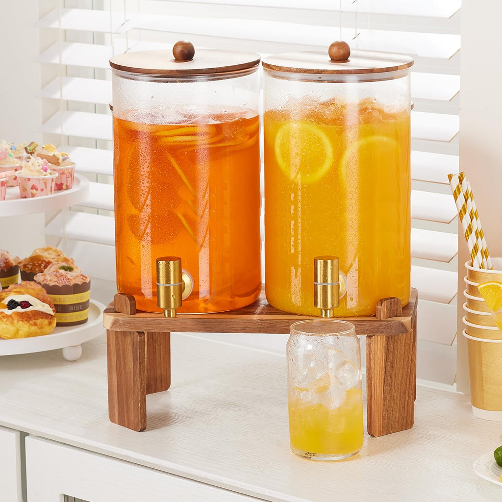 2pcs 1.2 Gallon Glass Drink Dispenser with Stand T20913