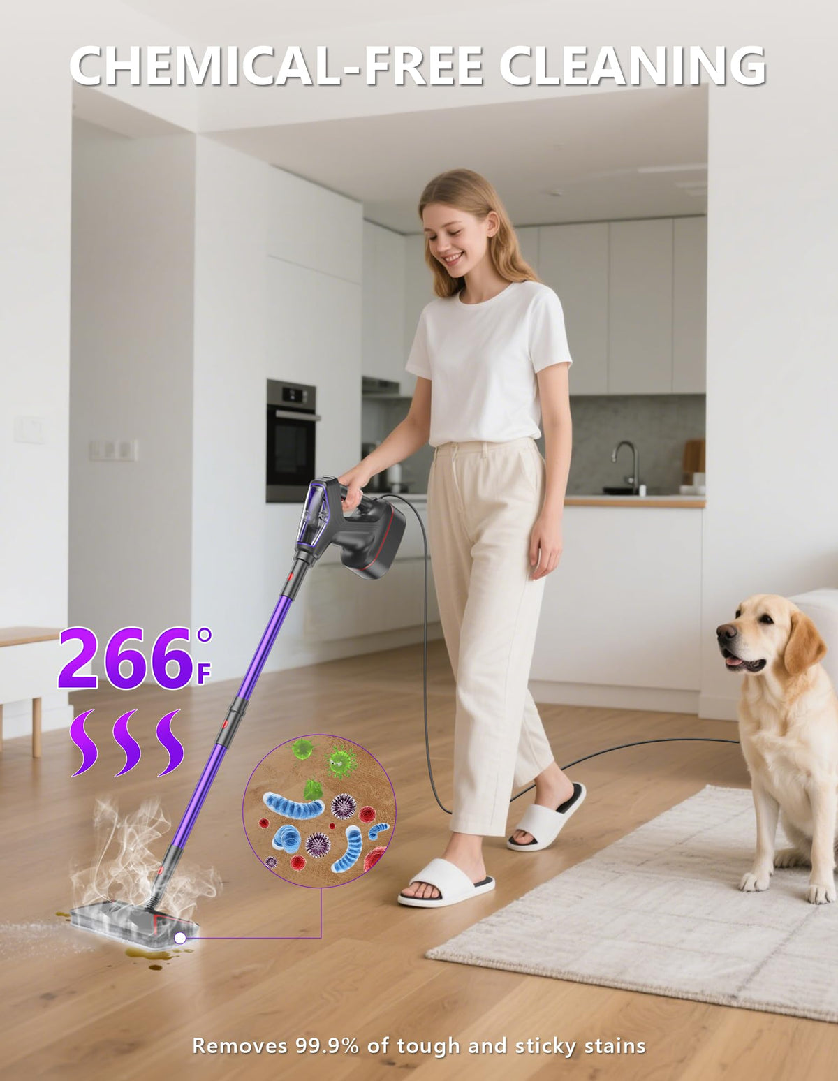 Heavy Duty All-in-One Steam Mop with Detachable Handheld Steamer H274838