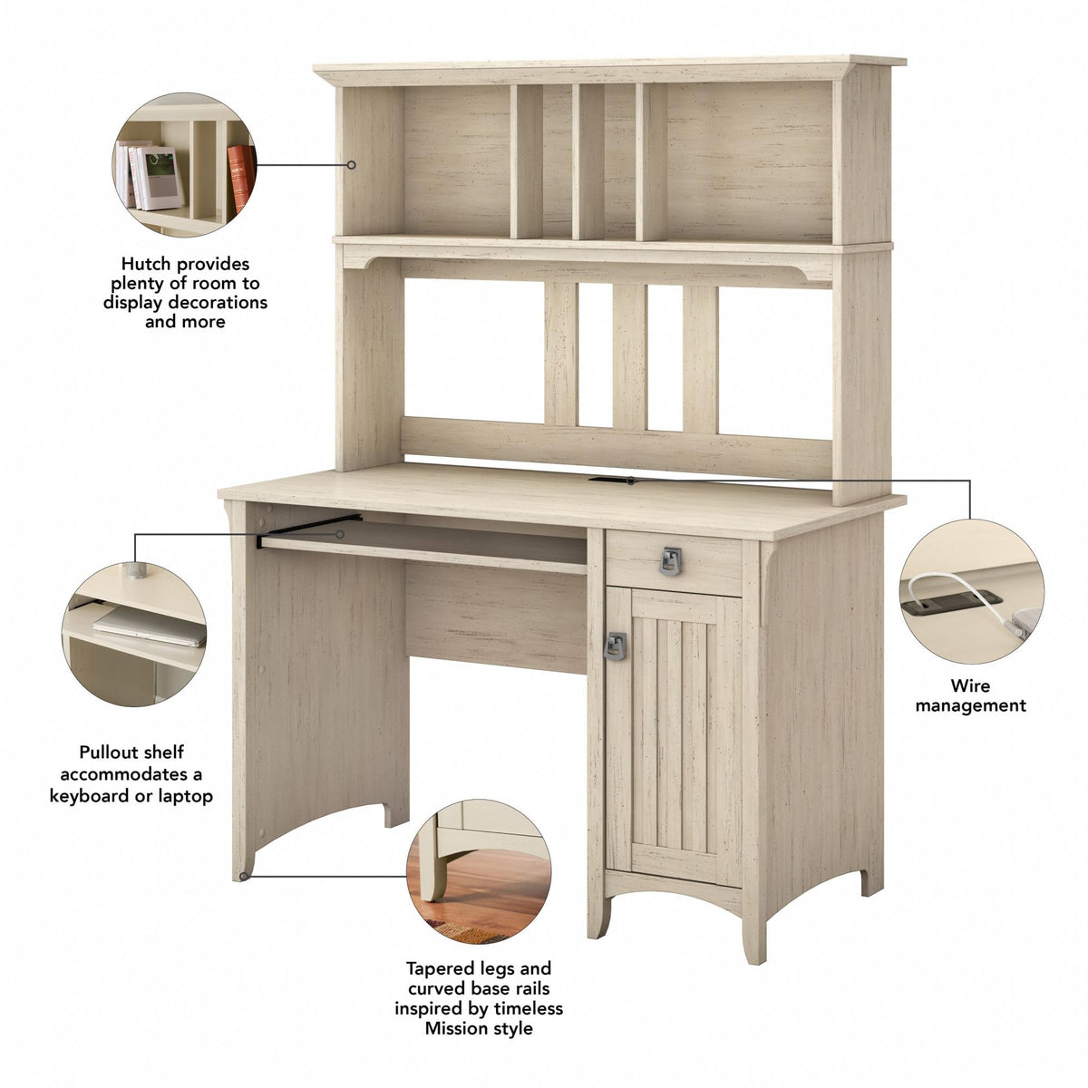Small Computer Desk with Hutch V33001