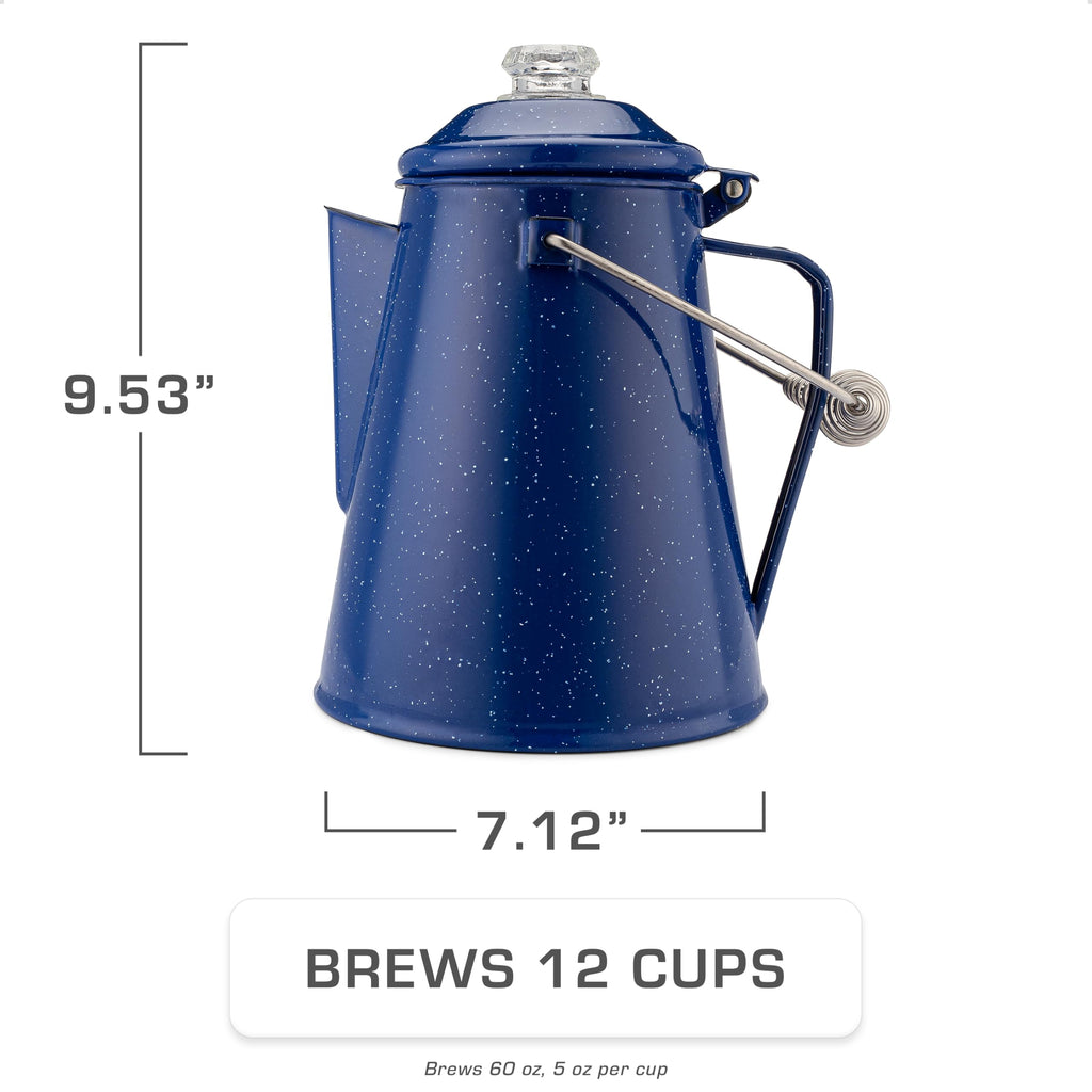 Blue Enamel 12 Cup Percolator Coffee Pot P5338