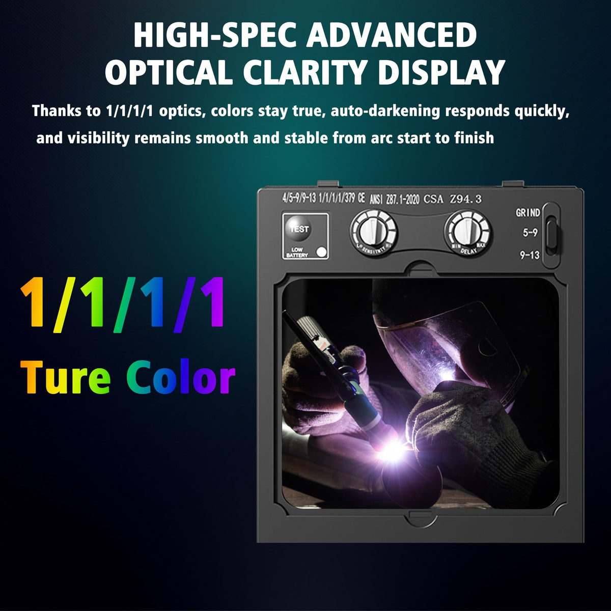 Auto Darkening Welding Helmet True Color Solar Powered D864273