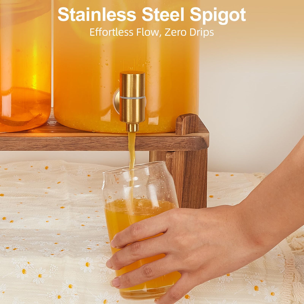 2pcs 1.2 Gallon Glass Drink Dispenser with Stand T20913