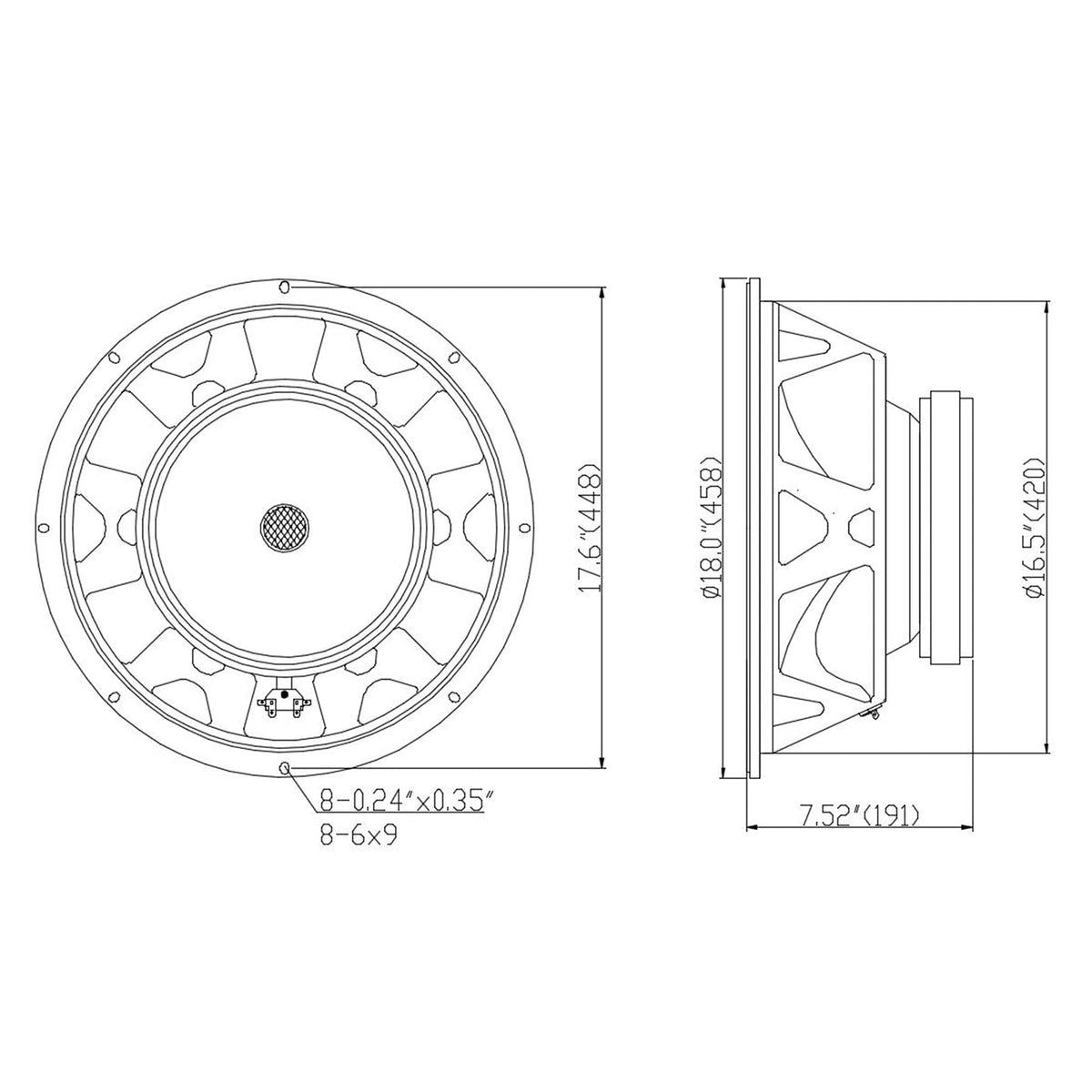 18” 800W Raw Woofer Speaker with 4" Voice Coil E883266