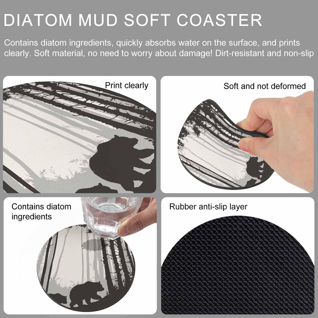 Black Grey Set of 4 Soft Absorbent Coasters V3834