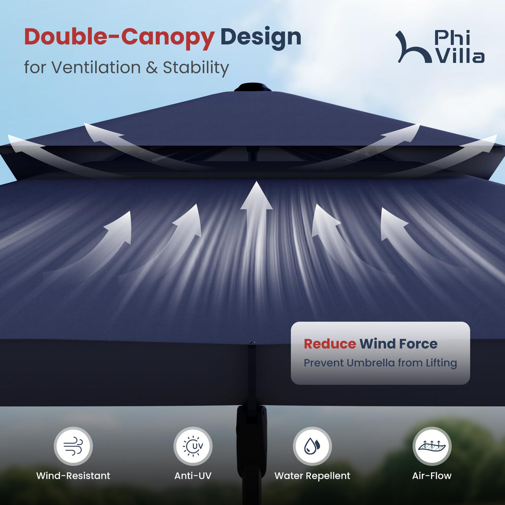 9'x12' Navy Cantilever Patio Umbrella with Base S67020