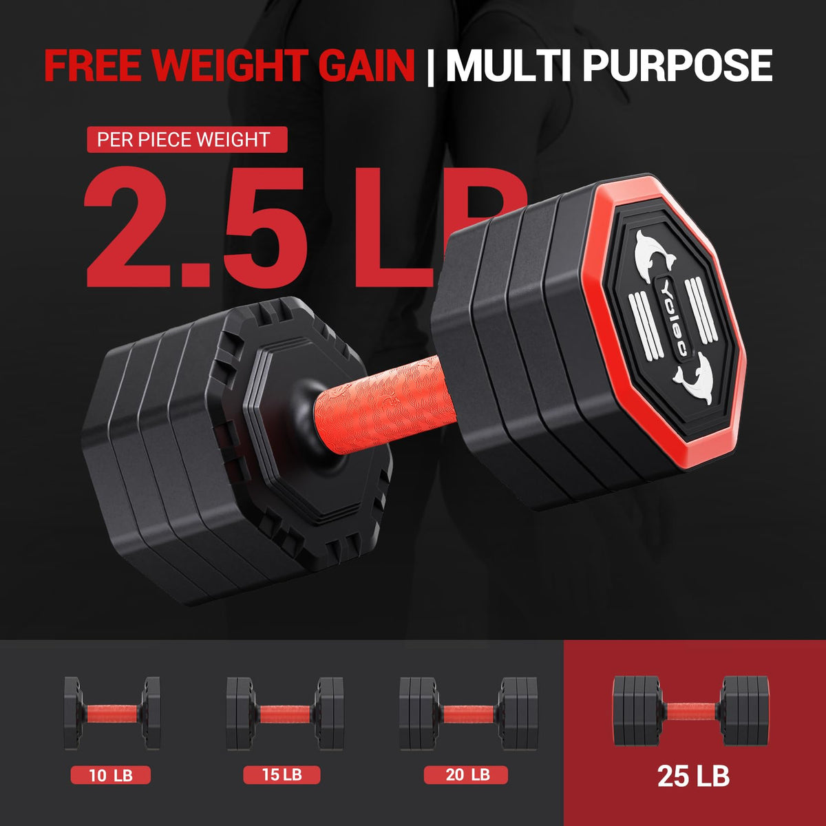 Adjustable Dumbbell Set 10/15/20/25 lb A706488