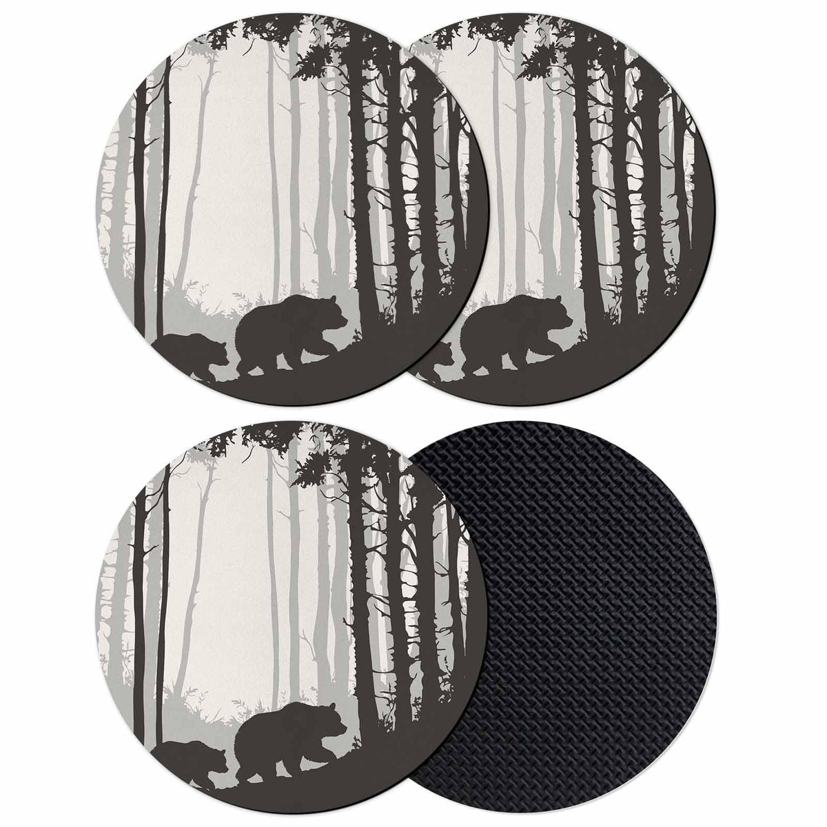 Black Grey Set of 4 Soft Absorbent Coasters V3834