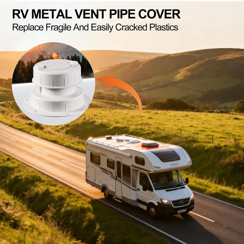Aluminum RV Plumbing Vent Cap Kit with Screen White C4187