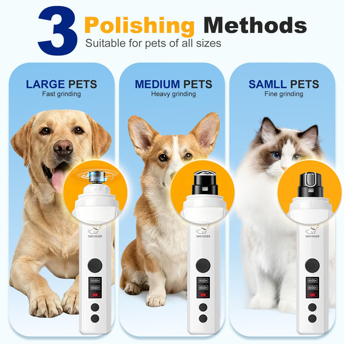 White 2-Speed USB Rechargeable Dog Nail Grinder Q424501