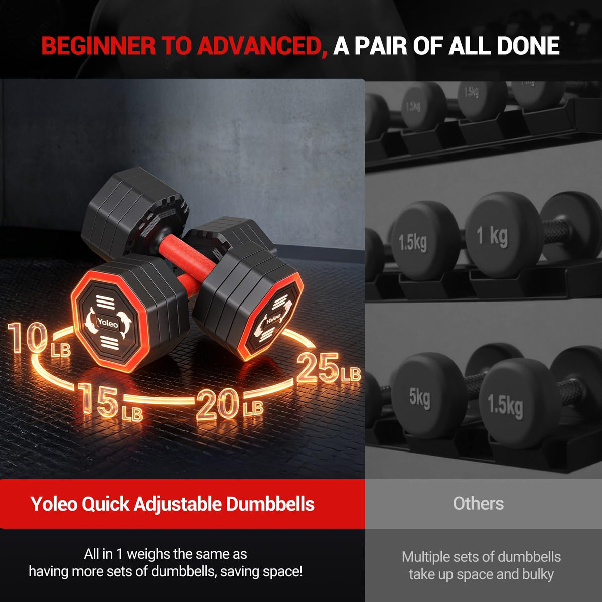 Adjustable Dumbbell Set 10/15/20/25 lb A706488
