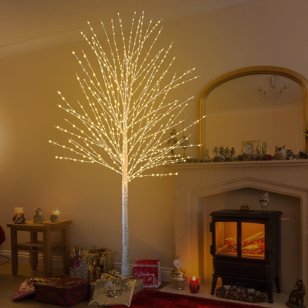 6FT Lighted Birch Tree with 880 LED Warm White Lights K122272