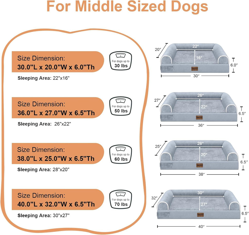 Light Grey 36 x 27 Inch Orthopedic Dog Bed S99555