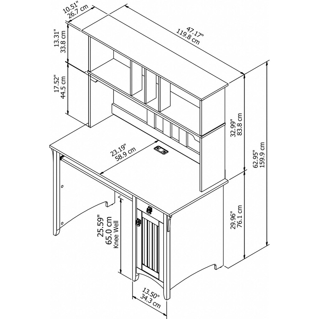 Small Computer Desk with Hutch V33001