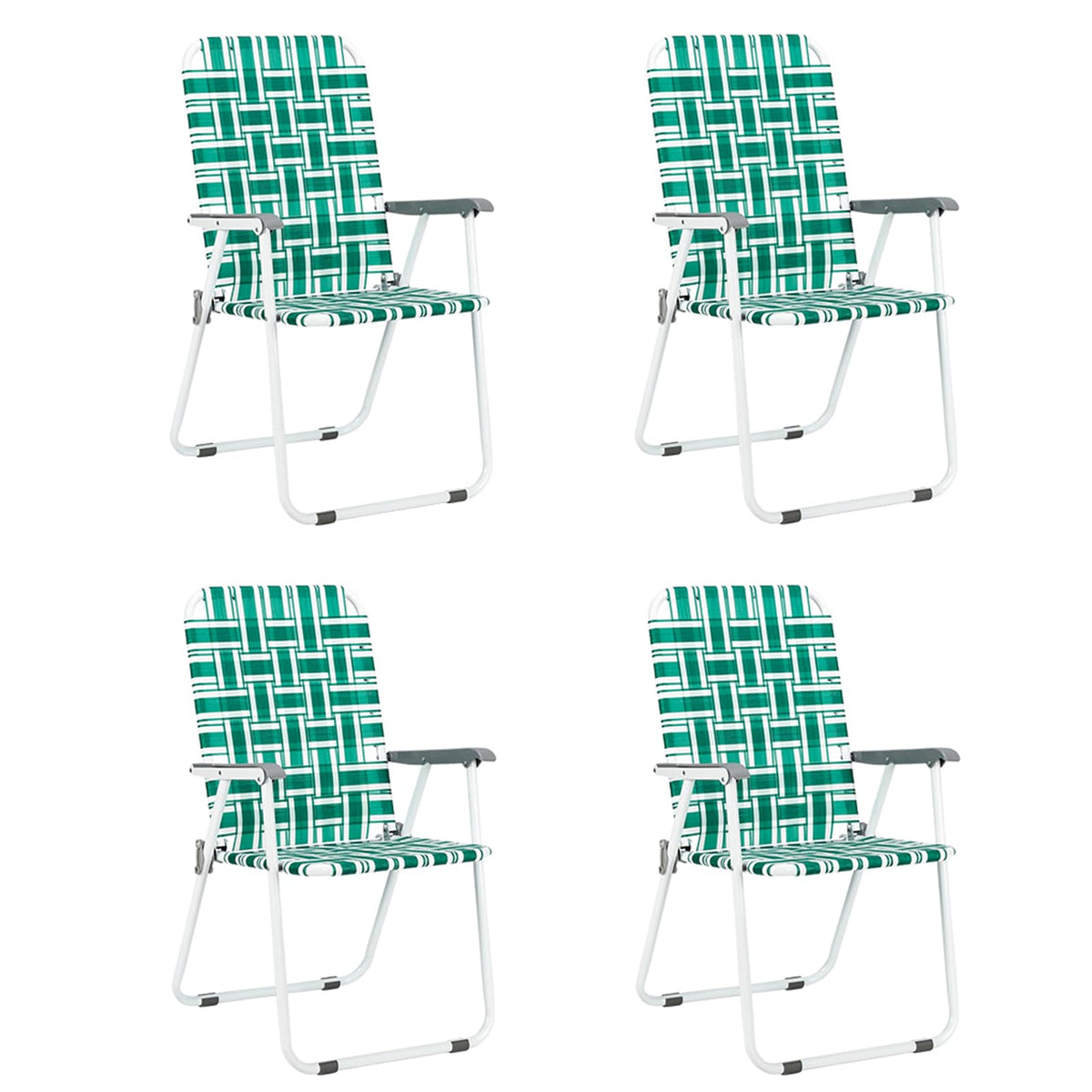 Dark Green Set of 4 Webbed Folding Chairs I288169