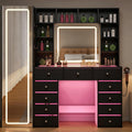Full Length Mirror Vanity Desk with LED Mirror and 11 Drawers B379