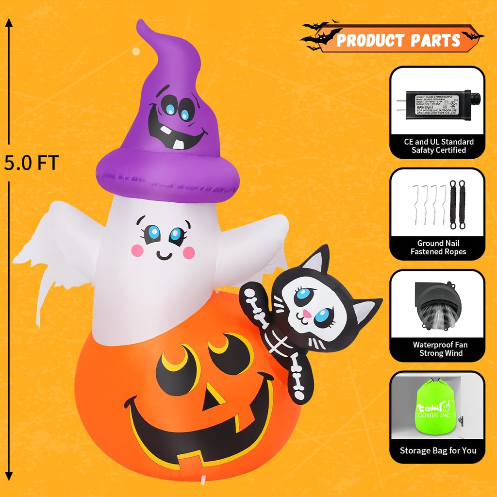 5 FT Halloween Inflatables with Built-in LEDs F237