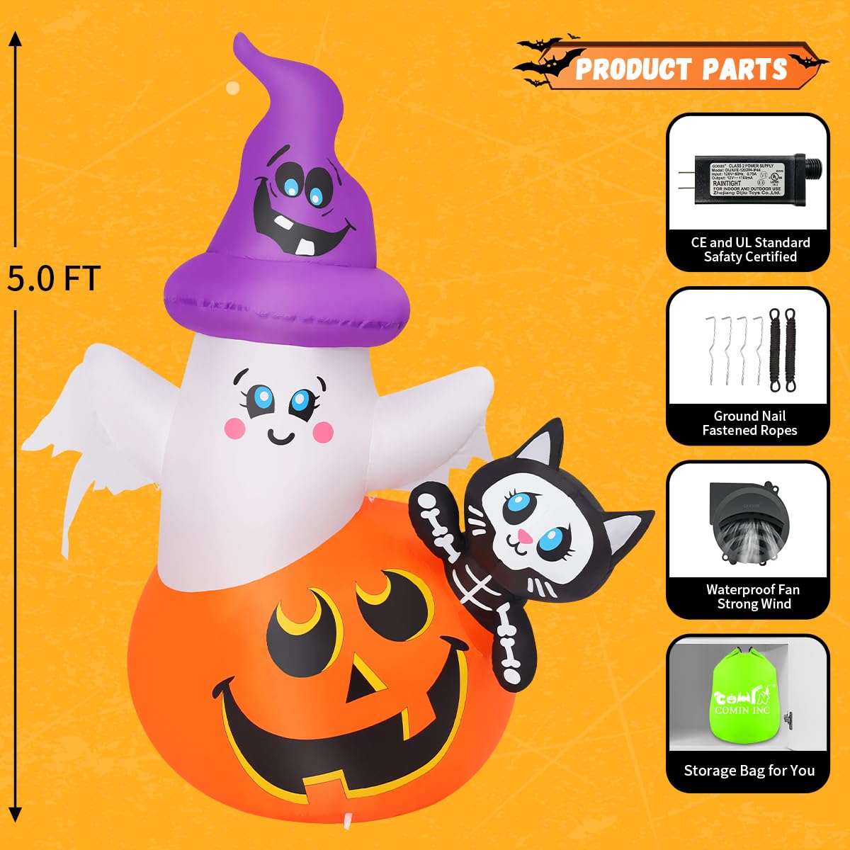 5 FT Halloween Inflatables with Built-in LEDs F237