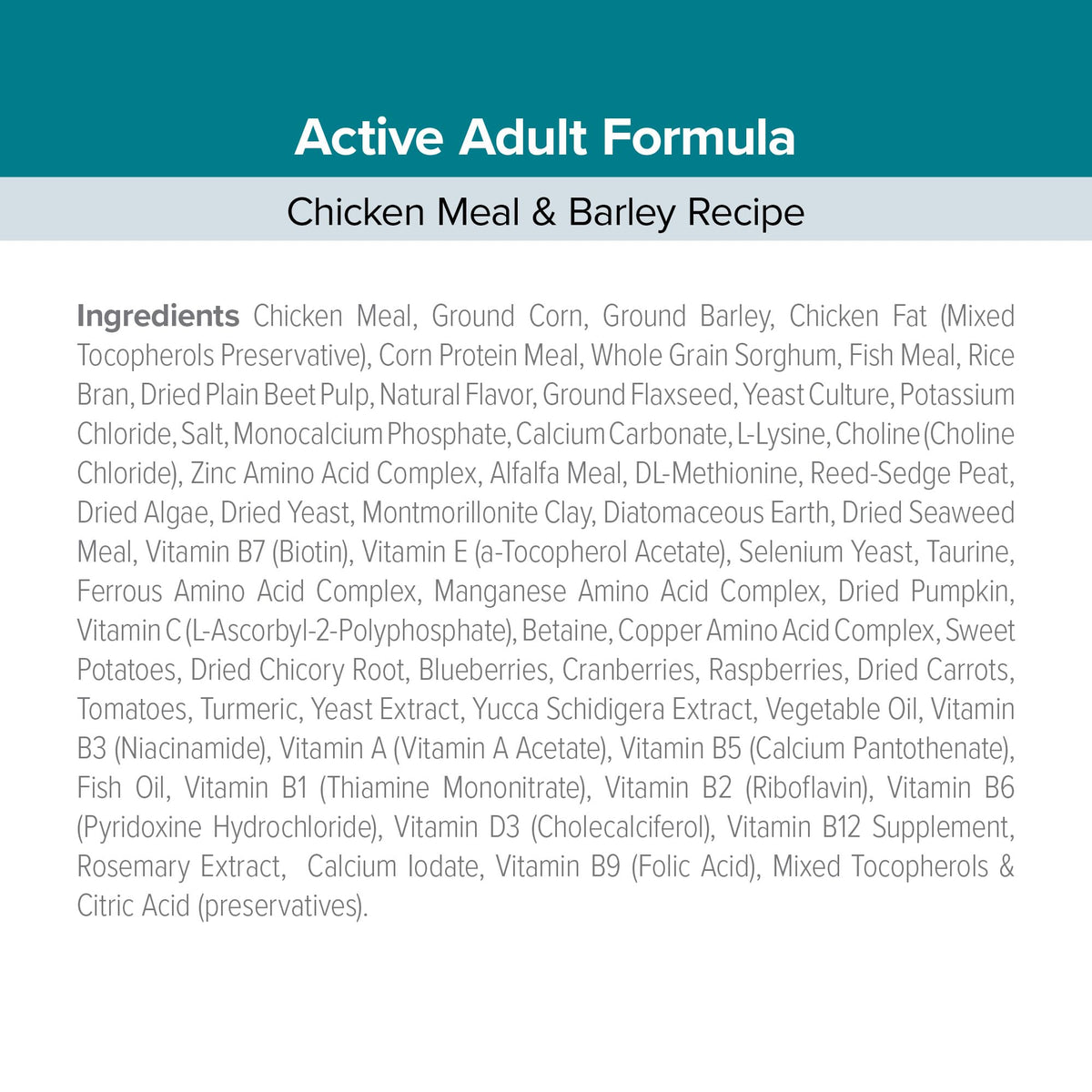 Active Dog Food Real Chicken & Barley 20 Pound Bag A953
