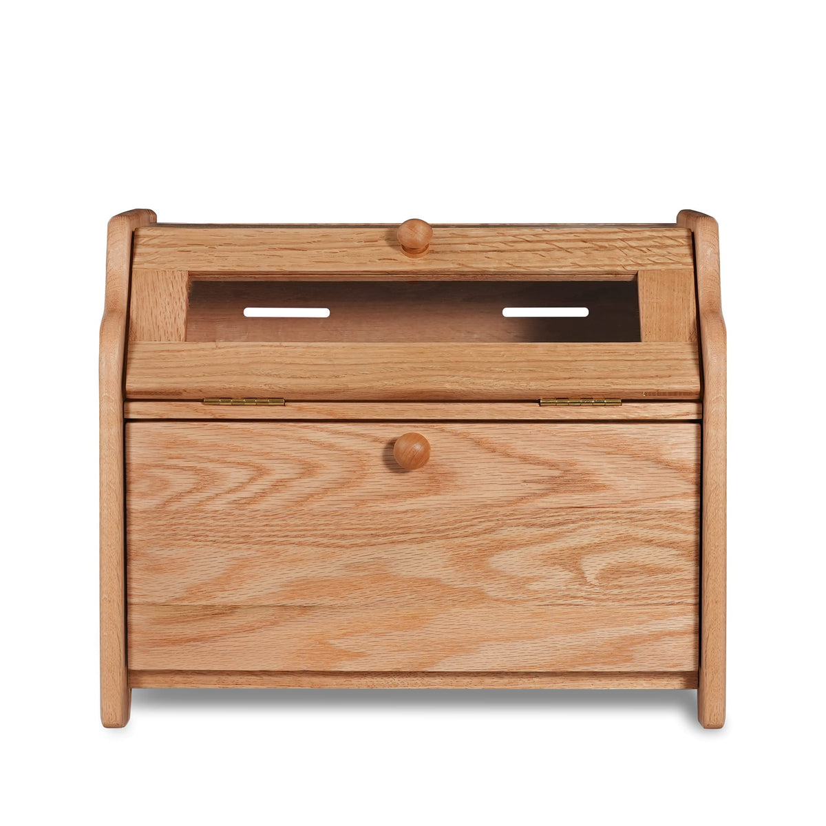Solid Wood Oak Bread Box with Clear Window Q496