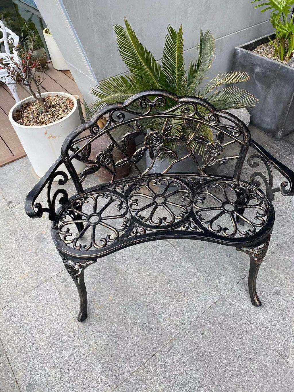 Cast Aluminum Patio Bench S534