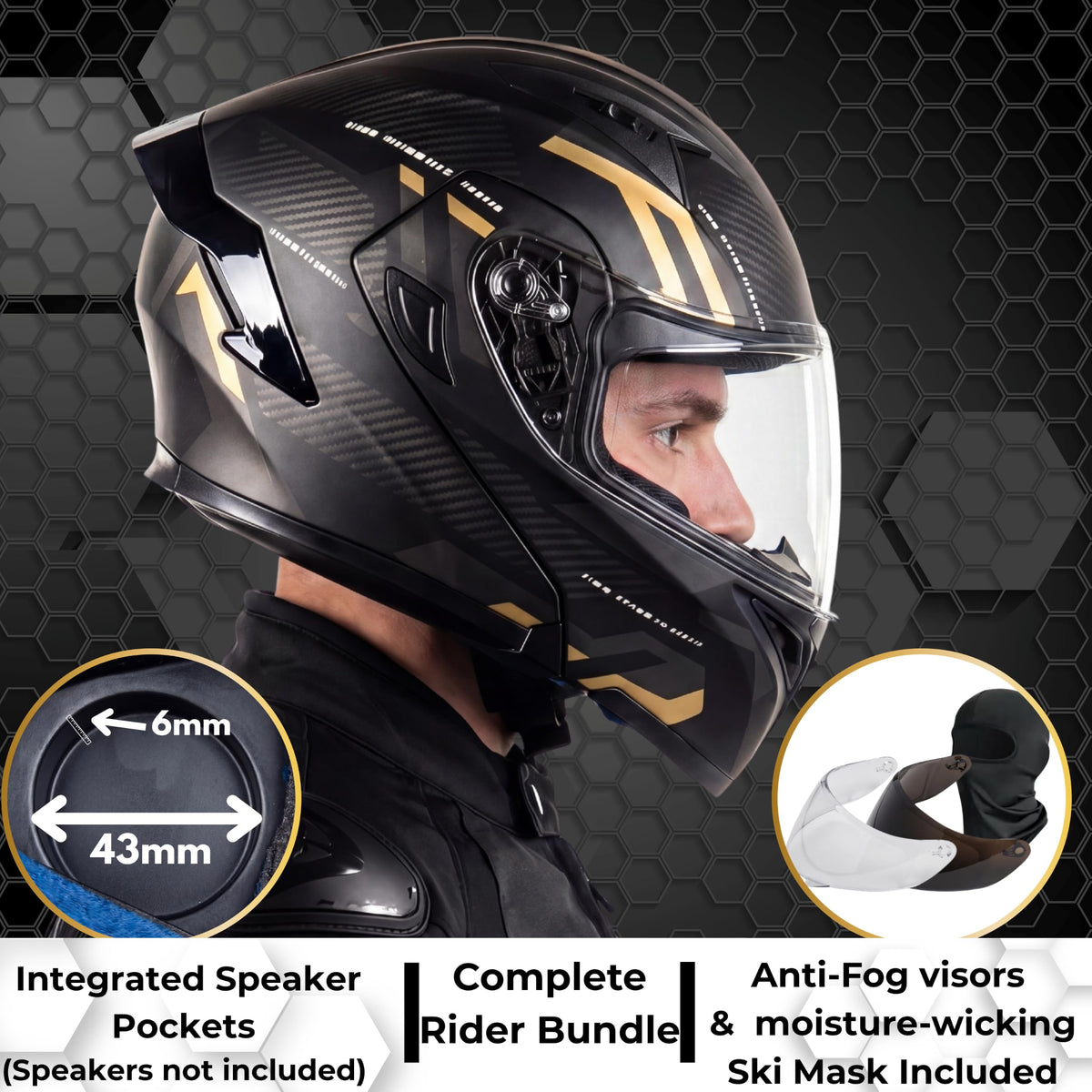Modular Motorcycle Helmet DOT Approved Flip Up Dual Visor T643