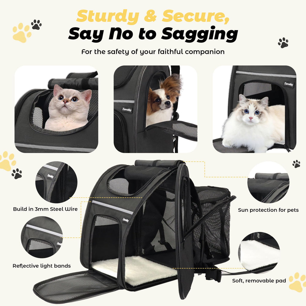Expandable Airline Approved Cat Backpack Carrier with Breathable Mesh C255