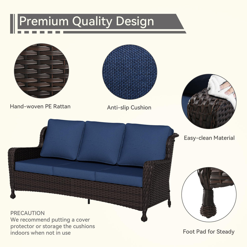 3-Seater Wicker Sofa with Removable Cushions O67004