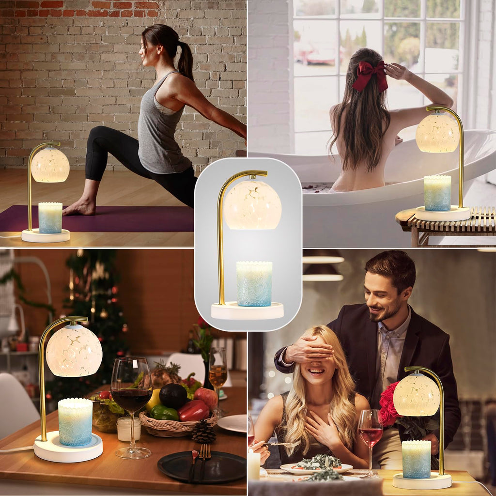Dimmable Candle Warmer Lamp with Timer, 2 Bulbs, White F62097