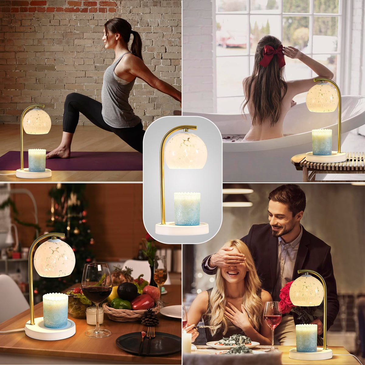 Dimmable Candle Warmer Lamp with Timer, 2 Bulbs, White F62097