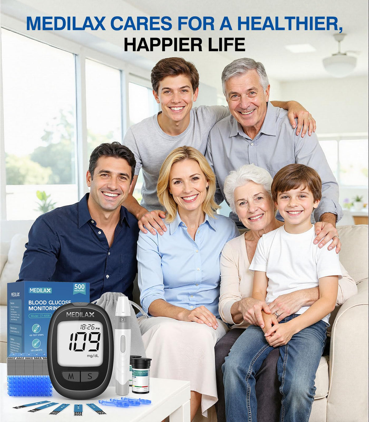 Blood Glucose Monitor Kit with 100 Strips S941