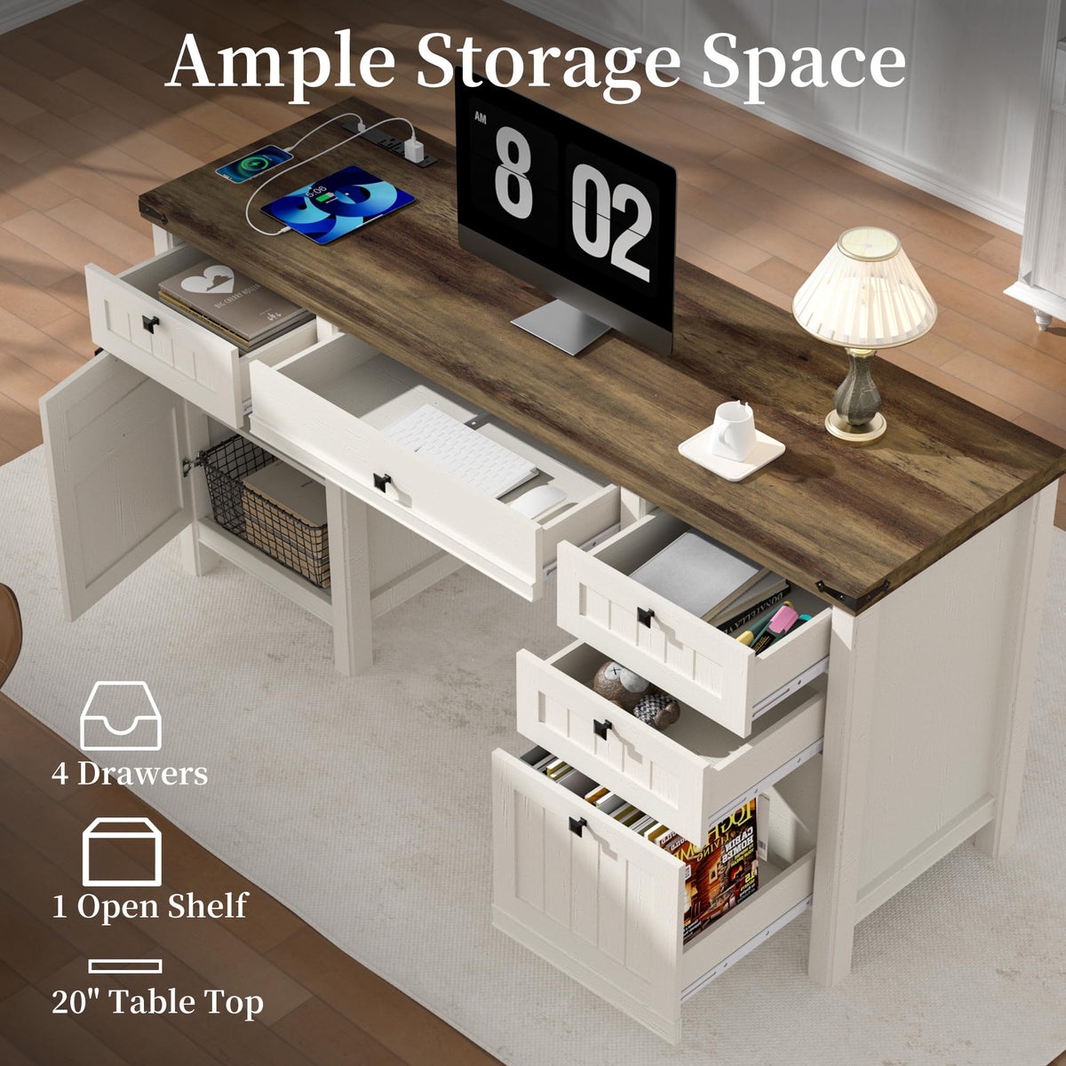 62" Executive Desk with File Drawer & Cabinet S516246