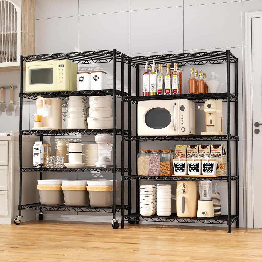 5-Tier Heavy Duty Metal Shelving Unit on Lockable Wheels K66119