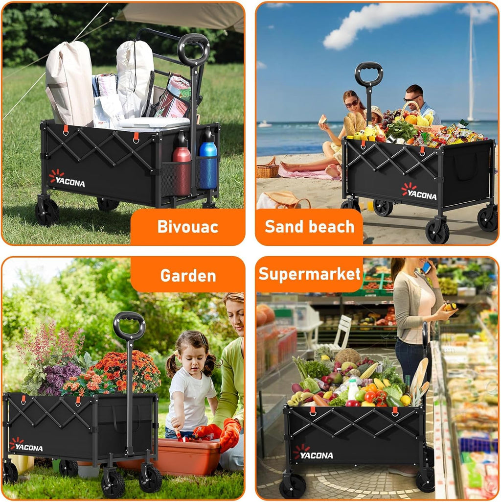 Foldable Lightweight Utility Cart with Wheels Black T54021