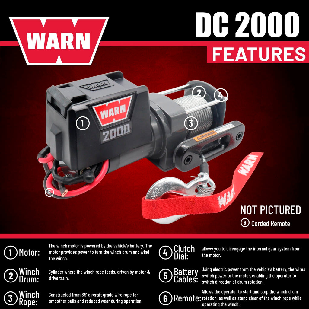 12V Electric Winch with 2000 lb Pulling Capacity B951620