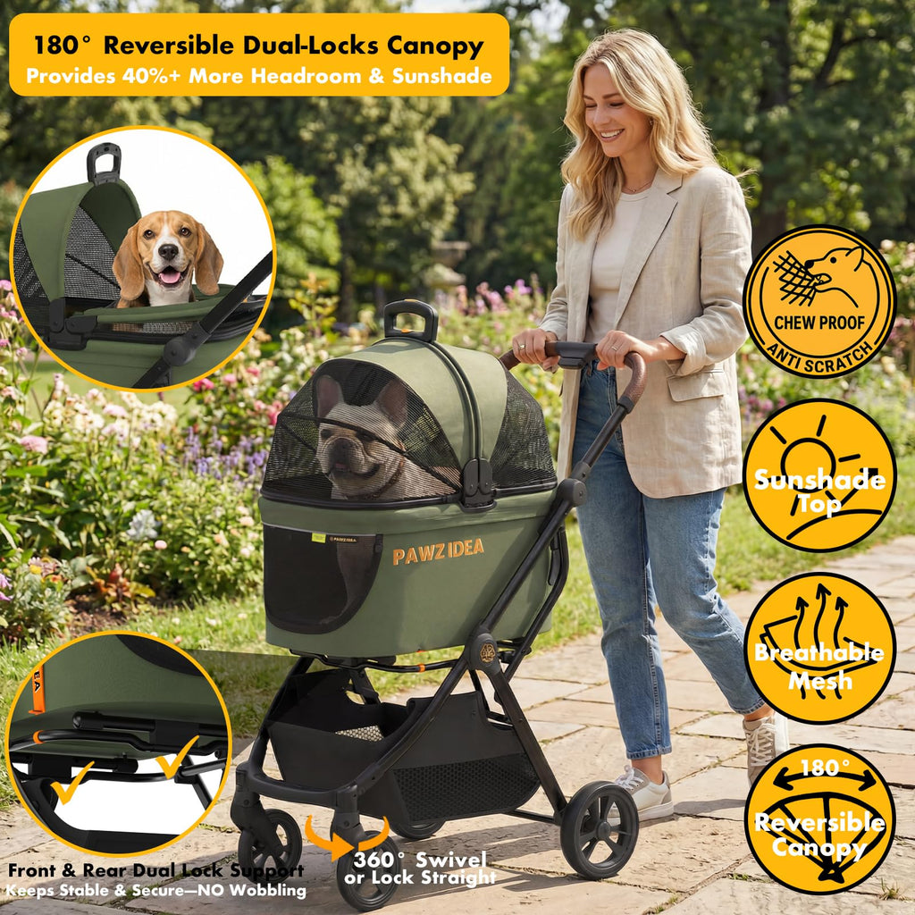 Foldable Pet Stroller with Detachable Carrier E188057