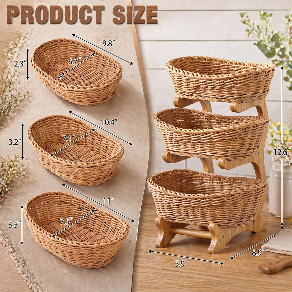 3 Tier Woven Fruit Basket Stand X21285