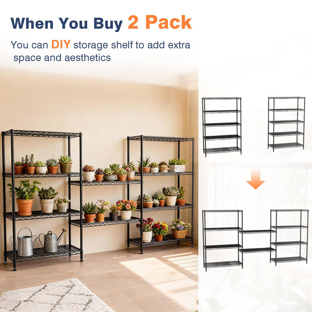5-Tier Heavy Duty Metal Shelving Unit on Lockable Wheels K66119