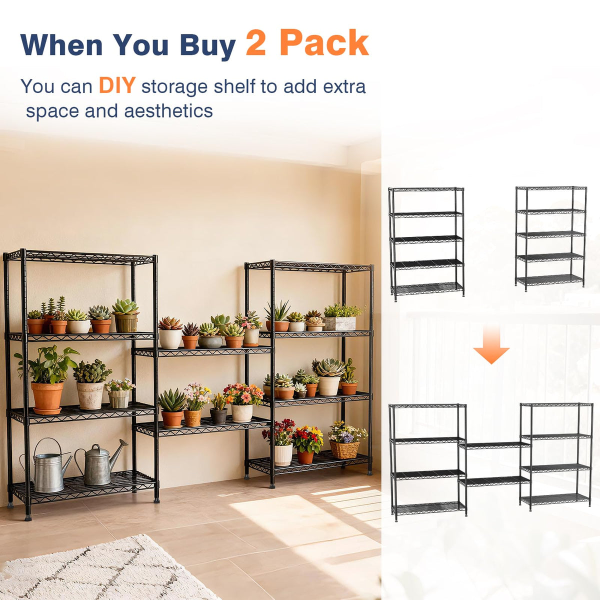 5-Tier Heavy Duty Metal Shelving Unit on Lockable Wheels K66119