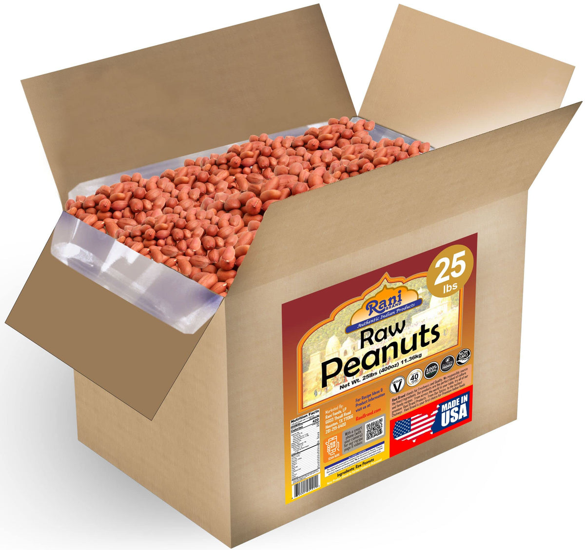 Raw Whole Peanuts With Skin 25lbs Bulk Box J755