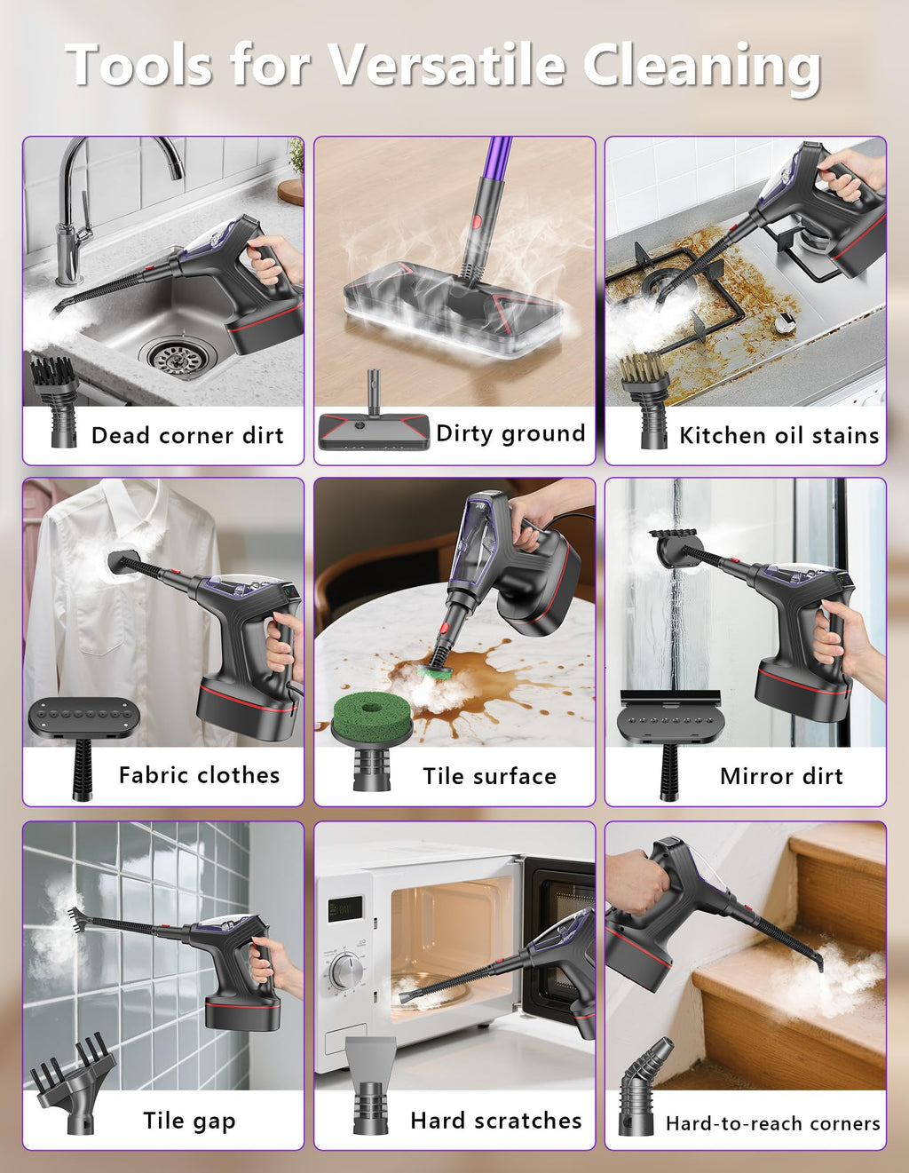 Heavy Duty All-in-One Steam Mop with Detachable Handheld Steamer H274838