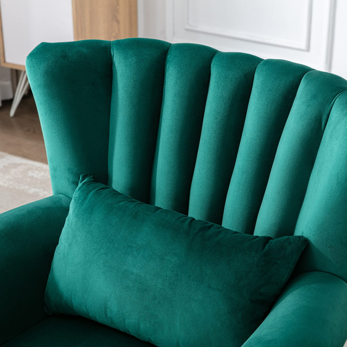 Velvet Green Accent Chairs Set of 2 Q49498