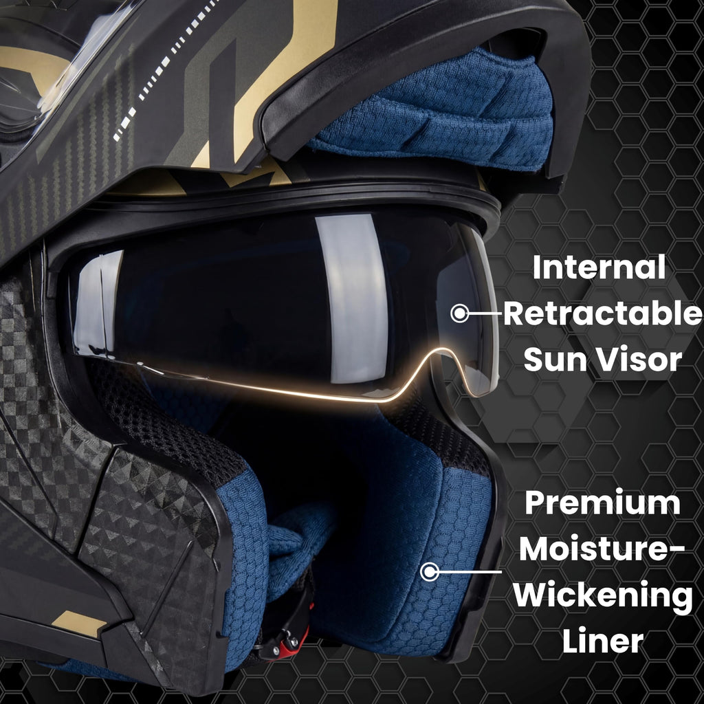Modular Motorcycle Helmet DOT Approved Flip Up Dual Visor T643