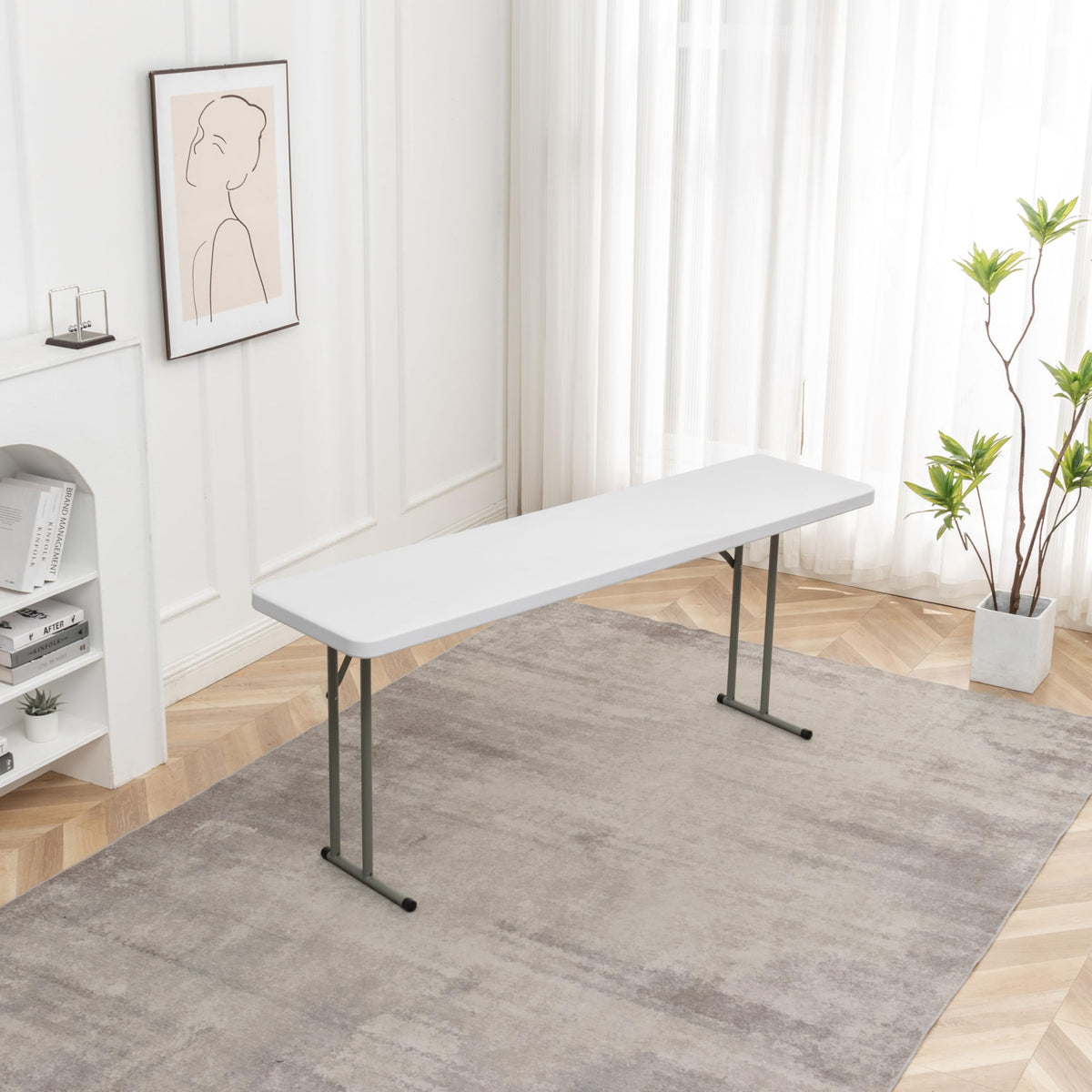 72" White Plastic Folding Seminar Table K911975