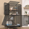 4 Tier Cat Cage with Litter Box and Wheel J38166
