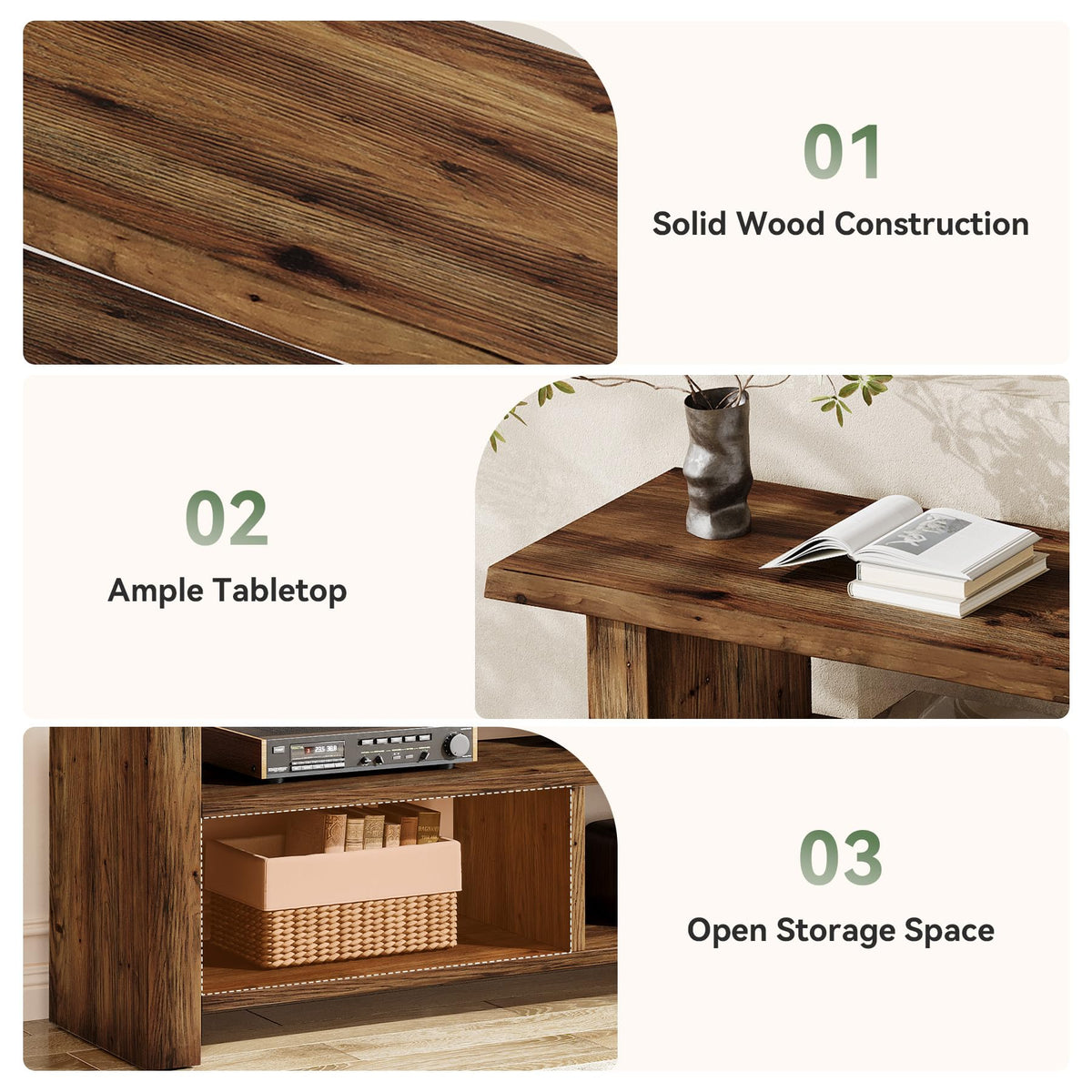 Dark Brown Solid Wood TV Stand T1288