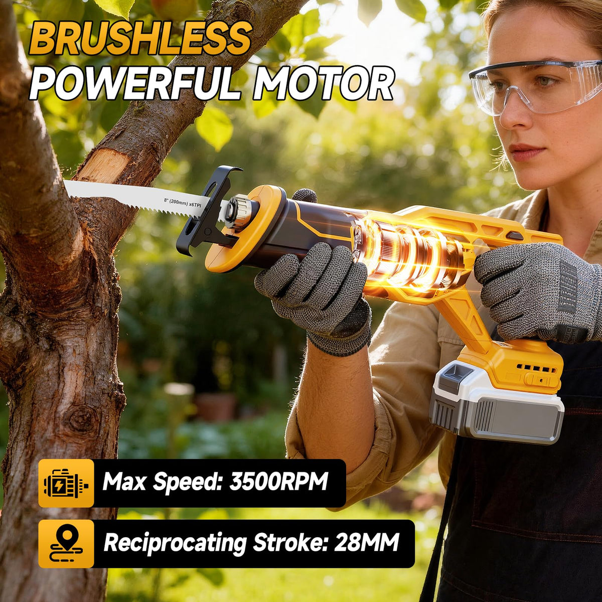 Cordless Brushless Reciprocating Saw with 8 Blades F240850