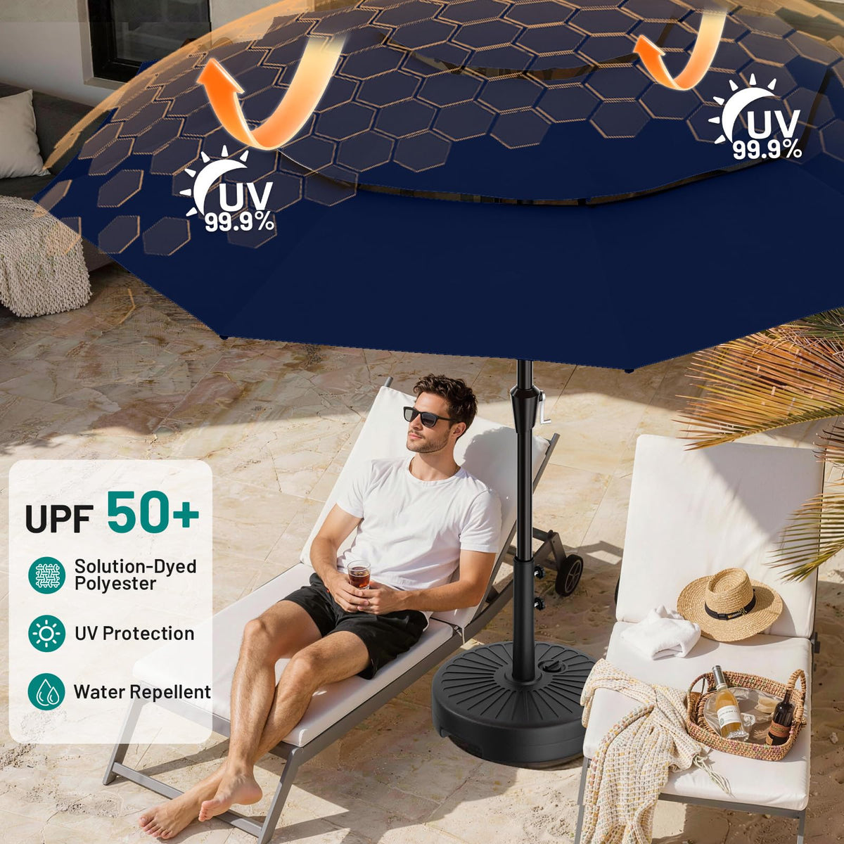 9ft 3-Tier UV Protection Windproof Patio Umbrella L17840