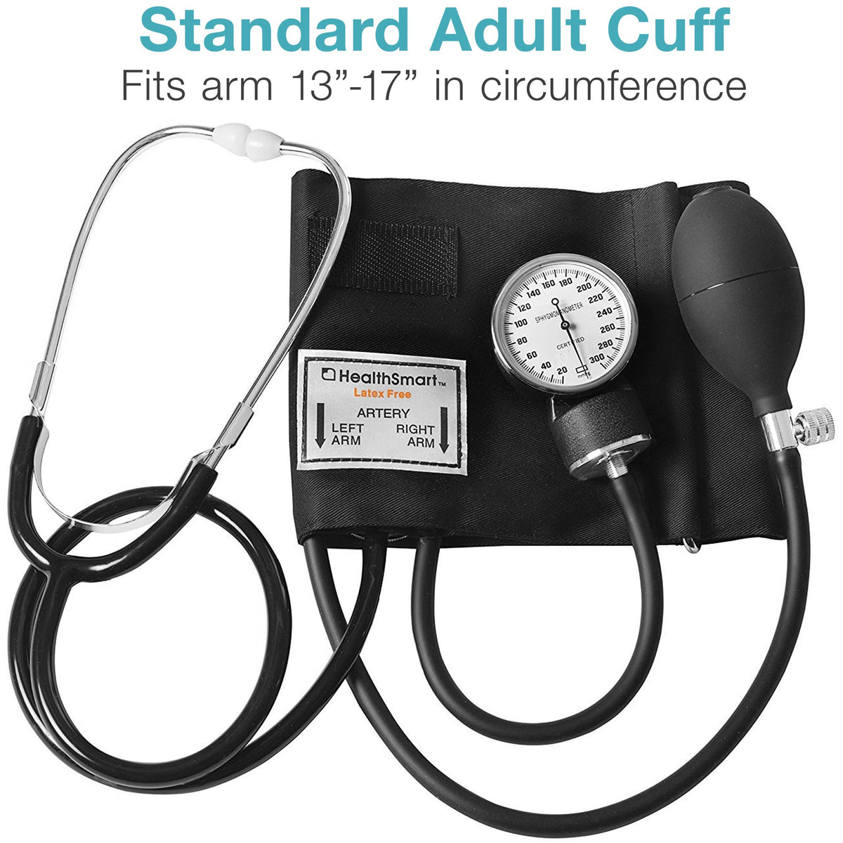 Manual Blood Pressure Monitor with 13-17 Inches Cuff and Attached Stethoscope C440400